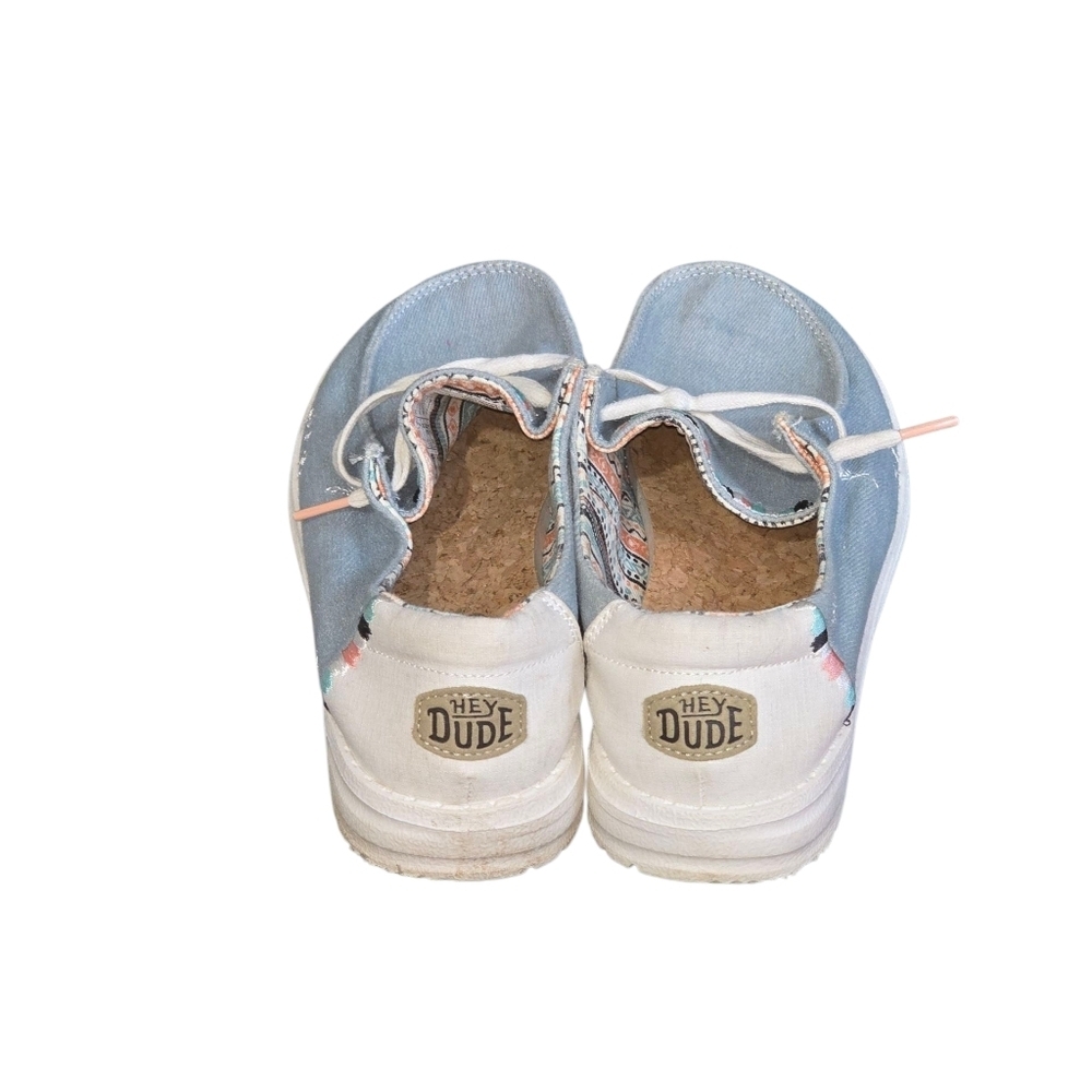 Hey Dude Wendy Boho Light Denim Womens  7 Slip On Loafer Boat Shoes Casual Comfy - Picture 6 of 8